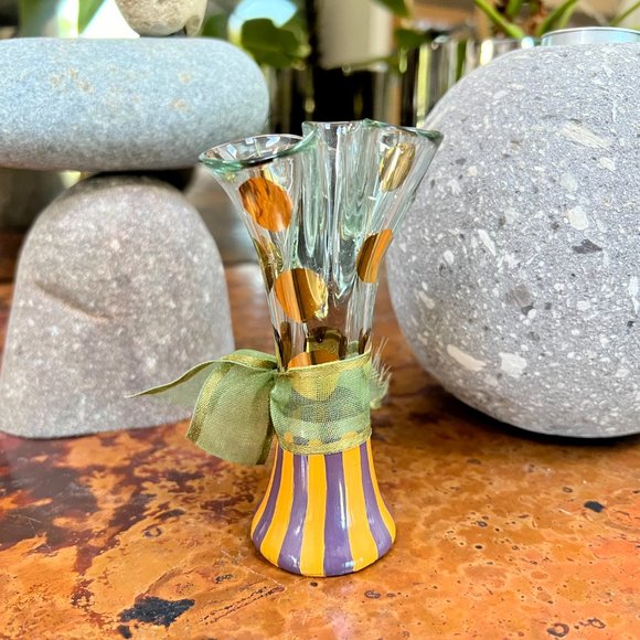 FIRM! RARE MacKenzie-Childs Glass Bud Vase - Picture 3 of 7